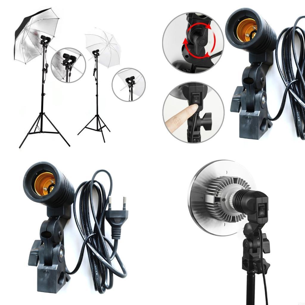 Photography Umbrella Light - E27 ضوء حامل مظلة عاكس يدعم