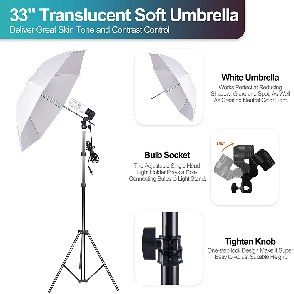 مجموعة معدات استوديو الصور الف - مراجعة Photography Umbrella Light وسعره